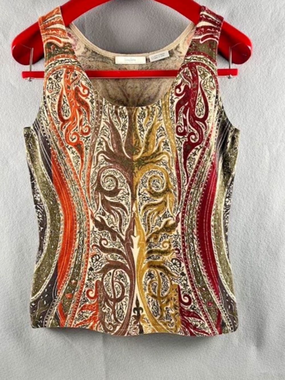 VTG Y2K Neiman Marcus Cashmere Collection Paisley Tank Sleeveless Shell L